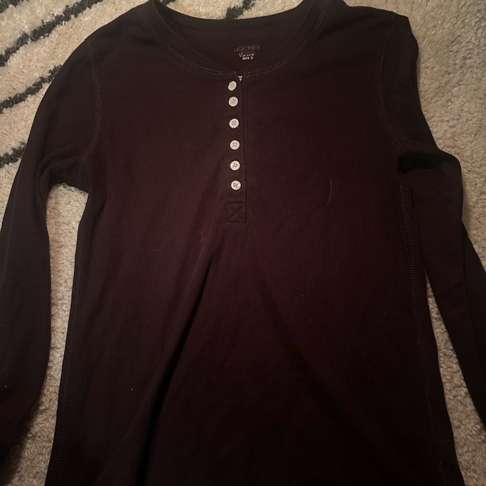 Black Long Sleeve Henley Shirt